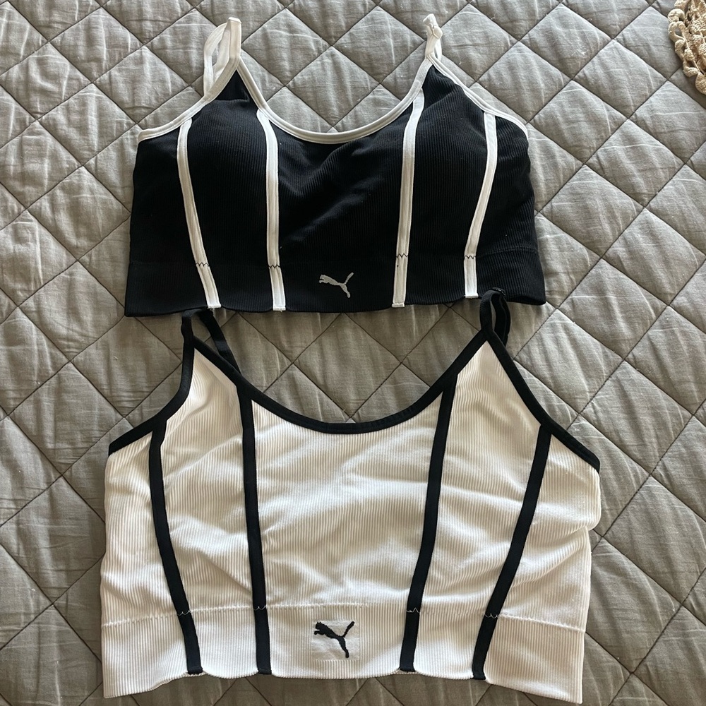 Puma Black and White Sports Bras Set
